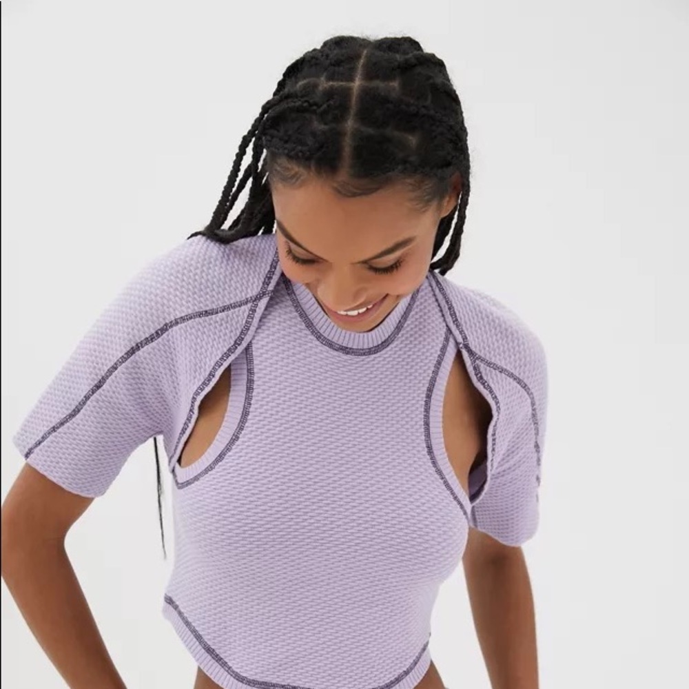 new nwt | urban outfitters cardigan | lilac lavender ribbed - Picture 2 of 5